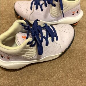 Under Armour Kids' White and Blue Sneakers